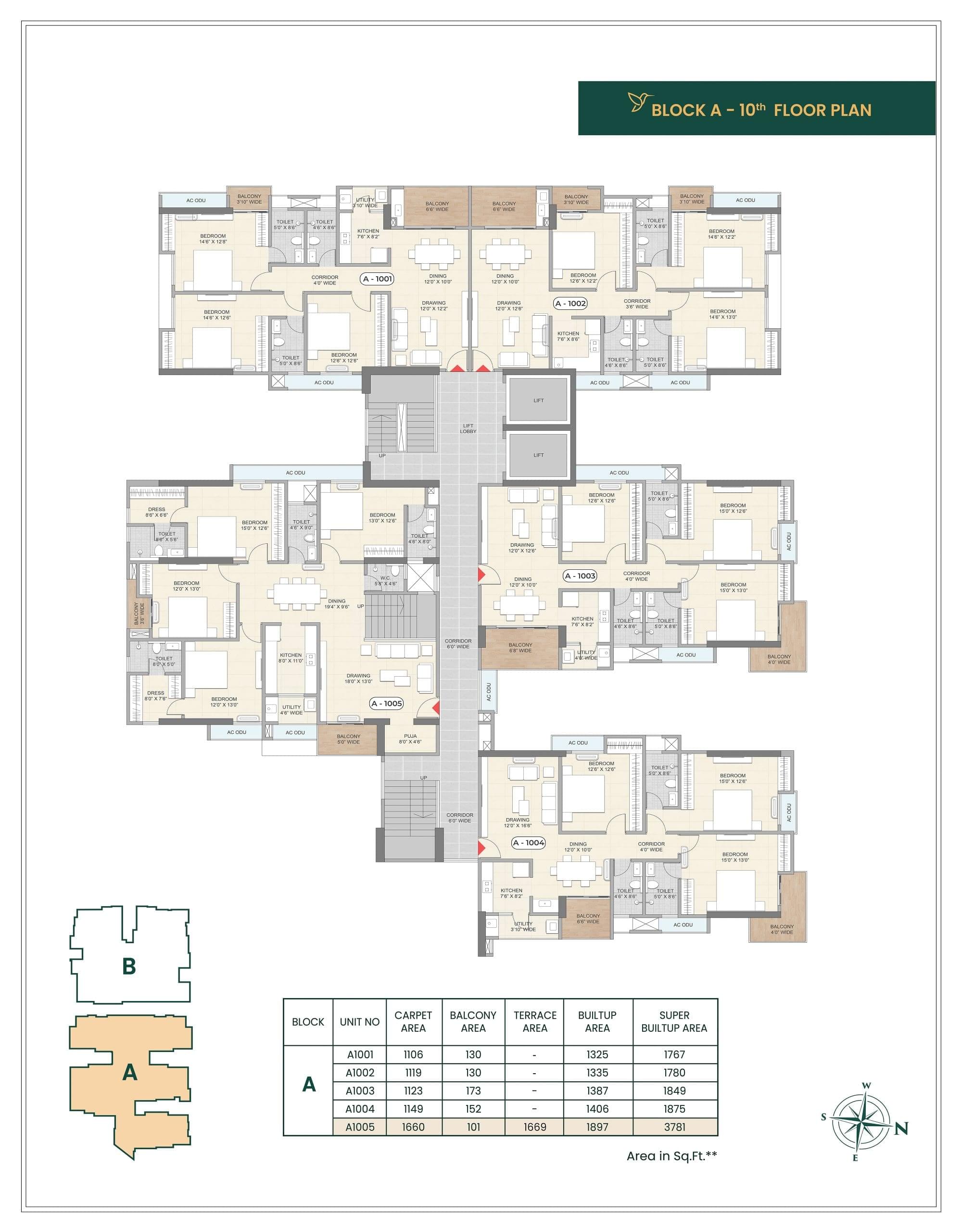 BLOCK - A ( 10TH FLOOR PLAN )
