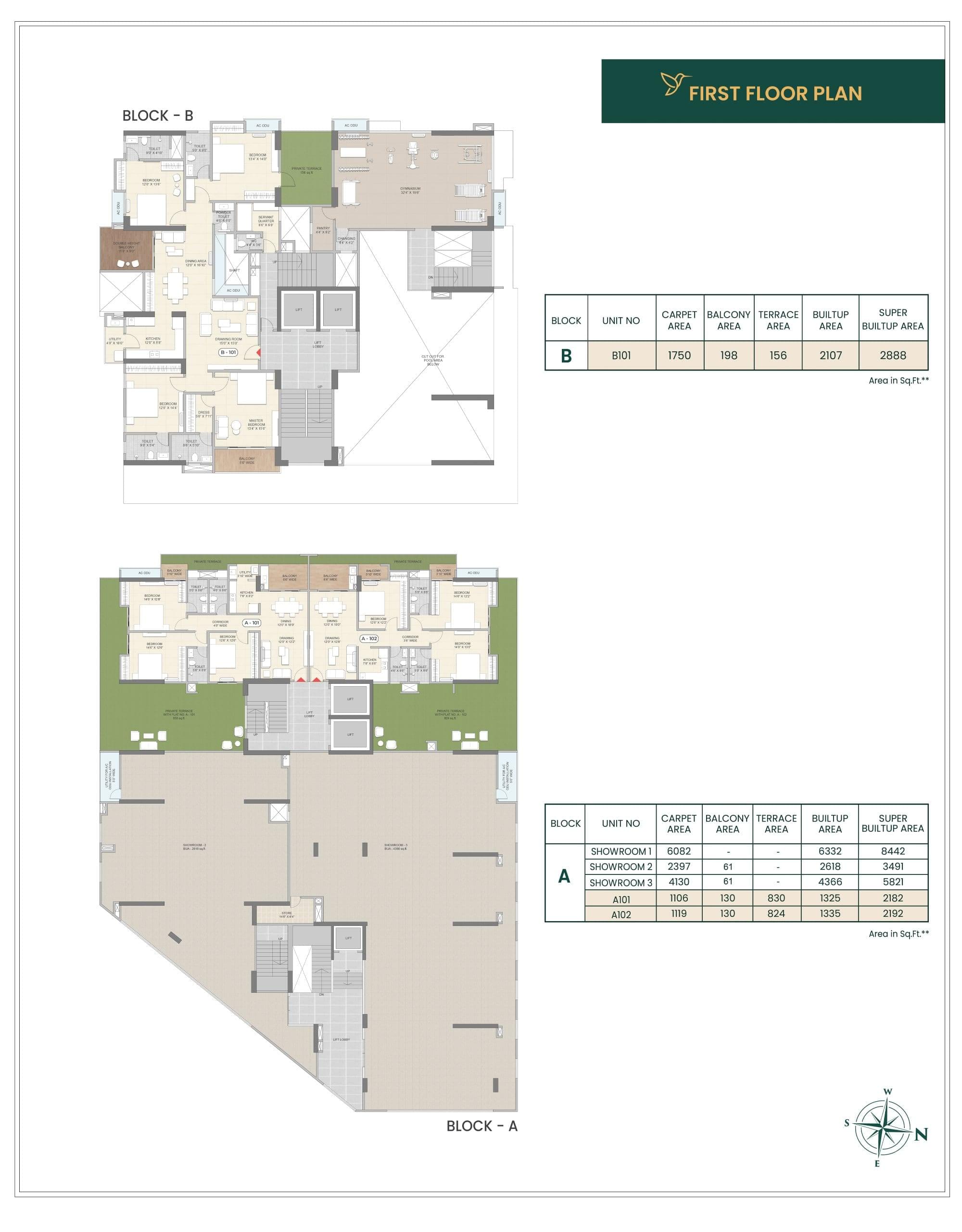 BLOCK - A & B ( 1ST FLOOR PLAN )