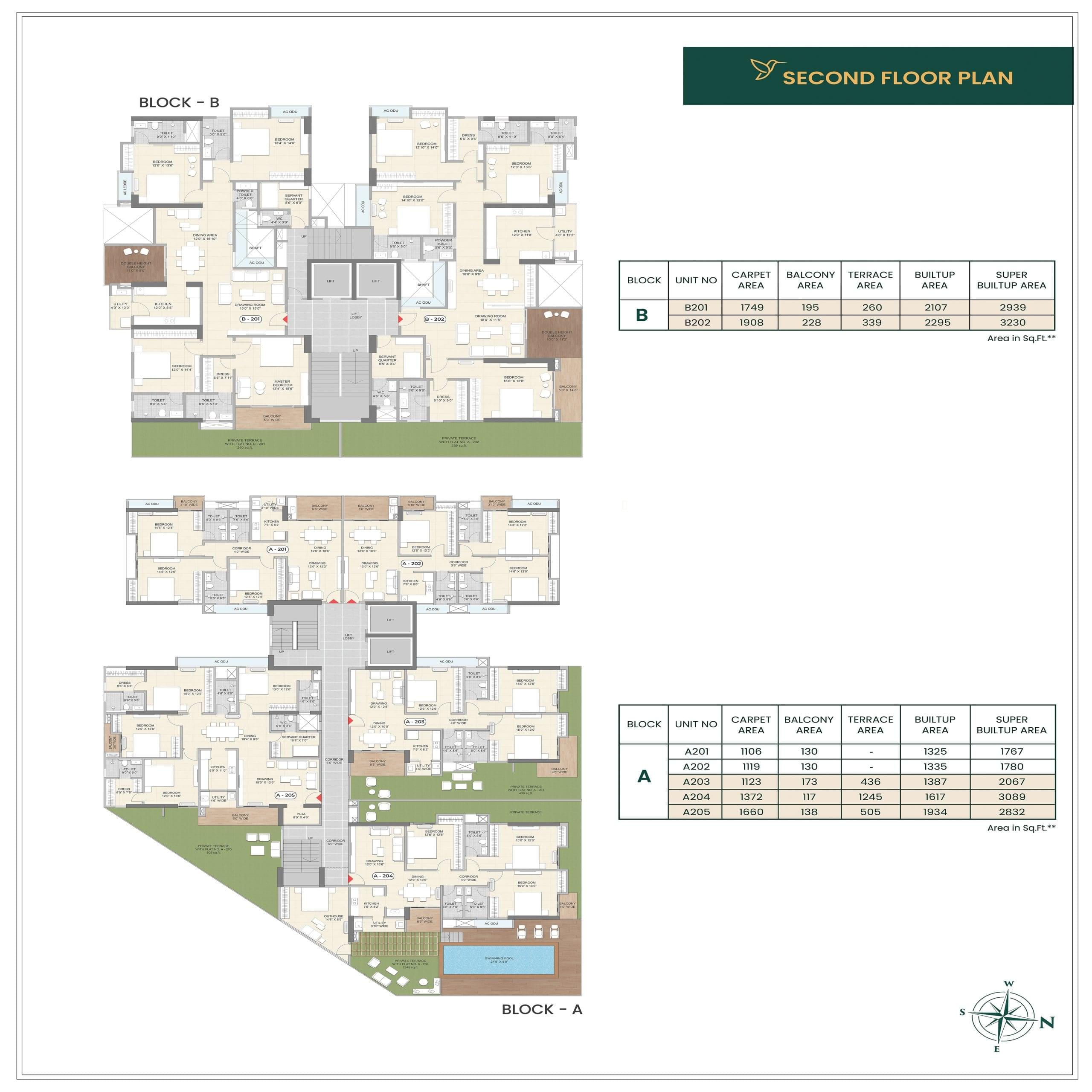 BLOCK - A & B ( 2ND FLOOR PLAN )