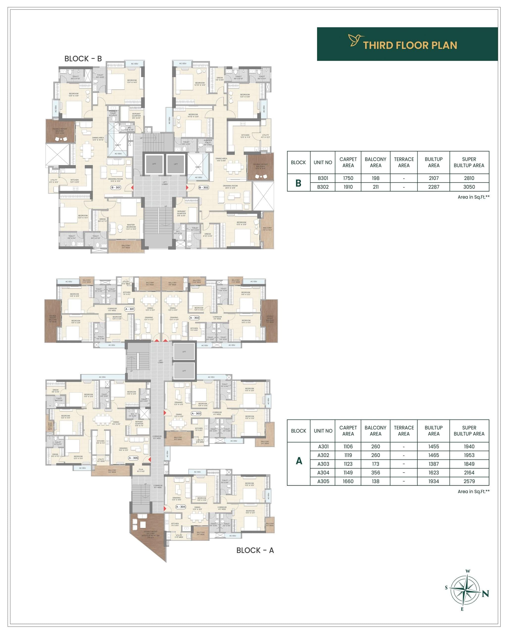 BLOCK - A & B ( 3RD FLOOR PLAN )
