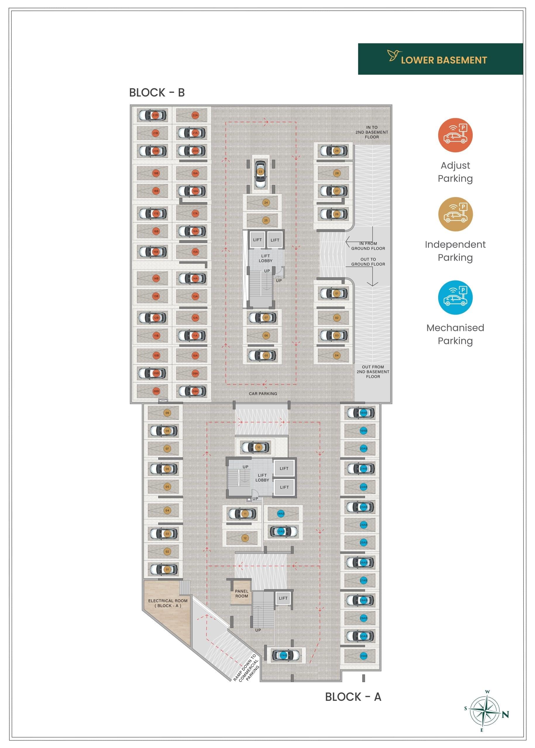 BLOCK - A & B ( LOWER BASEMENT FLOOR )