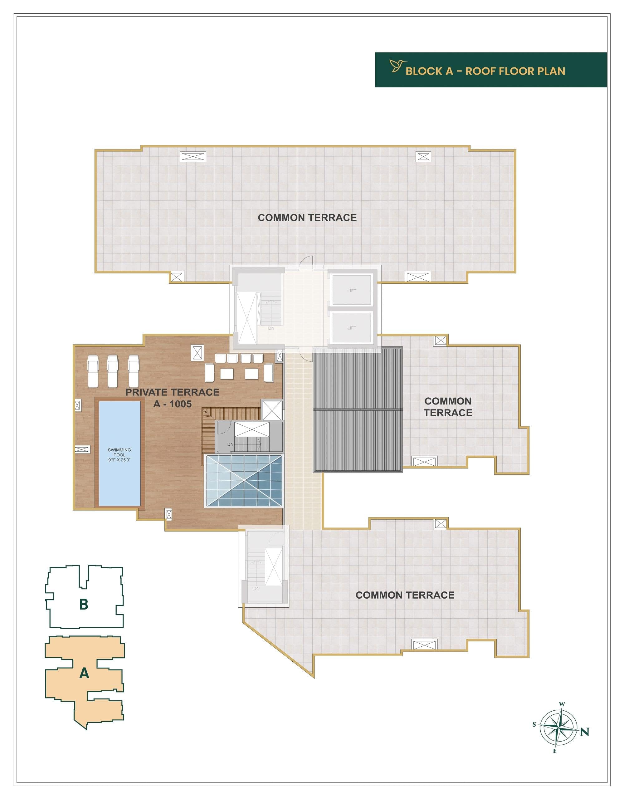 BLOCK - A ( ROOF FLOOR PLAN )