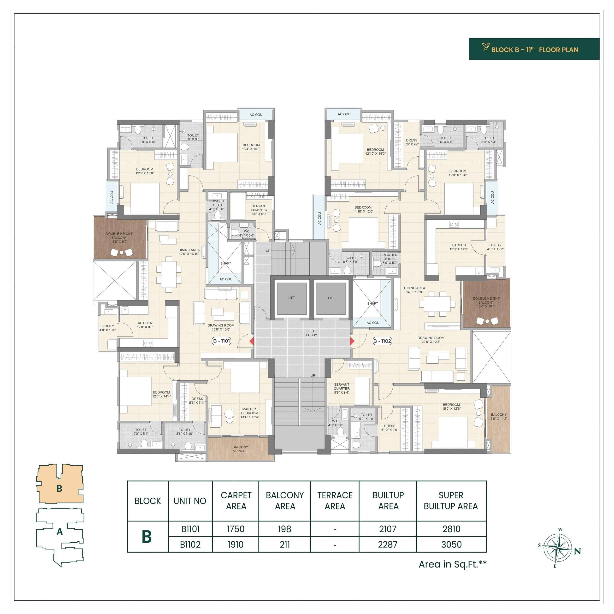 BLOCK - B ( 11TH FLOOR PLAN )